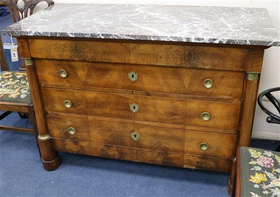 A Restauration walnut and ormolu commode W.125cm